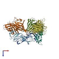 PDB entry 2w81 coloured by chain, top view.