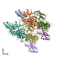 PDB entry 2w8b coloured by chain, front view.