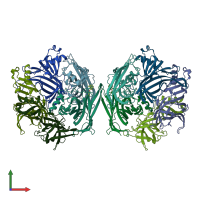 PDB entry 2w8f coloured by chain, front view.