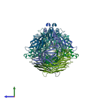 PDB entry 2w8f coloured by chain, side view.
