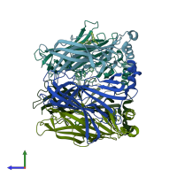 PDB entry 2w8g coloured by chain, side view.