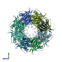 PDB entry 2w8h coloured by chain, side view.