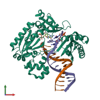 PDB entry 2w8l coloured by chain, front view.