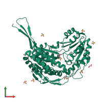 PDB entry 2w8p coloured by chain, front view.