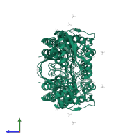 Succinate-semialdehyde dehydrogenase, mitochondrial in PDB entry 2w8r, assembly 3, side view.