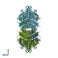 PDB entry 2w8s coloured by chain, side view.