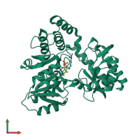 PDB entry 2w8t coloured by chain, front view.