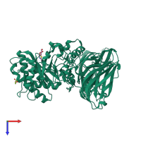 PDB entry 2w92 coloured by chain, top view.