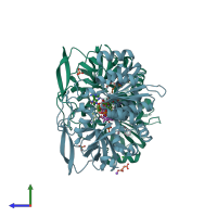 PDB entry 2w98 coloured by chain, side view.