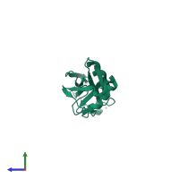 Ubiquitin in PDB entry 2w9n, assembly 1, side view.