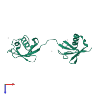 Ubiquitin in PDB entry 2w9n, assembly 1, top view.