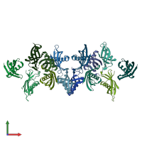 PDB entry 2w9p coloured by chain, front view.