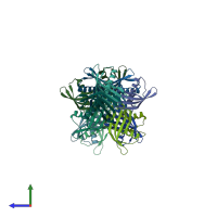 PDB entry 2w9p coloured by chain, side view.