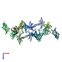 PDB entry 2w9p coloured by chain, top view.