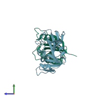 PDB entry 2w9t coloured by chain, side view.