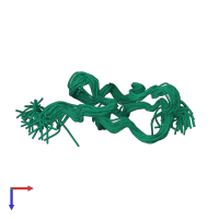 PDB entry 2w9u coloured by chain, ensemble of 42 models, top view.