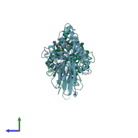 PDB entry 2w9x coloured by chain, side view.