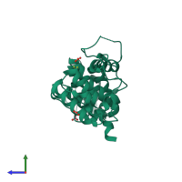 PDB entry 2wa7 coloured by chain, side view.