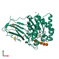 PDB entry 2wab coloured by chain, front view.