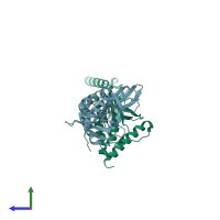 PDB entry 2wac coloured by chain, side view.