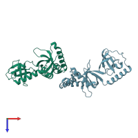 PDB entry 2wac coloured by chain, top view.