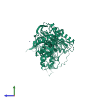 PDB entry 2wae coloured by chain, side view.