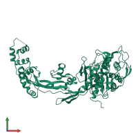 PDB entry 2waf coloured by chain, front view.