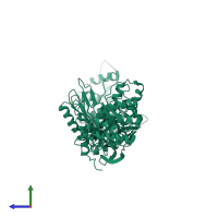 PDB entry 2waf coloured by chain, side view.