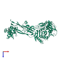 PDB entry 2waf coloured by chain, top view.