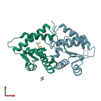 PDB entry 2wal coloured by chain, front view.