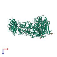 PDB entry 2wan coloured by chain, top view.