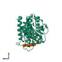 PDB entry 2wao coloured by chain, side view.