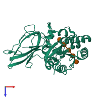 PDB entry 2wao coloured by chain, top view.