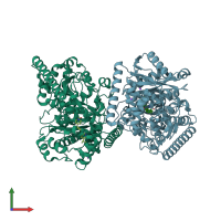 PDB entry 2wap coloured by chain, front view.