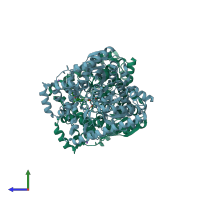 PDB entry 2wap coloured by chain, side view.