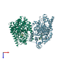 PDB entry 2wap coloured by chain, top view.