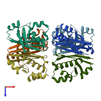 PDB entry 2was coloured by chain, top view.
