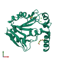 PDB entry 2waw coloured by chain, front view.