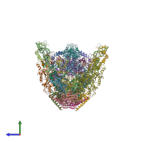 PDB entry 2wb1 coloured by chain, side view.