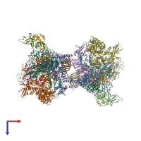 PDB entry 2wb1 coloured by chain, top view.
