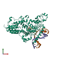 PDB entry 2wb2 coloured by chain, front view.