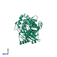 PDB entry 2wb8 coloured by chain, side view.