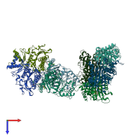 PDB entry 2wbd coloured by chain, top view.