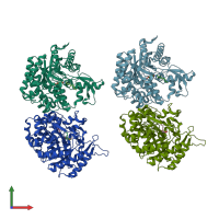PDB entry 2wbg coloured by chain, front view.