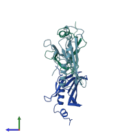 PDB entry 2wbh coloured by chain, side view.