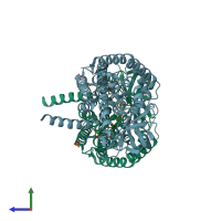 PDB entry 2wbi coloured by chain, side view.