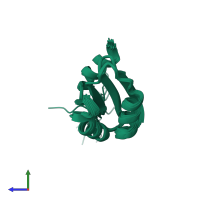 PDB entry 2wbr coloured by chain, ensemble of 24 models, side view.