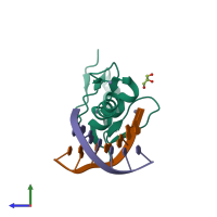 PDB entry 2wbs coloured by chain, side view.