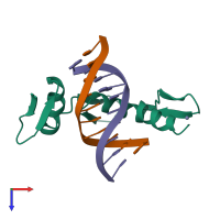 PDB entry 2wbu coloured by chain, top view.