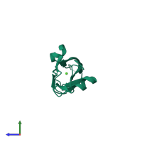 PDB entry 2wbx coloured by chain, side view.